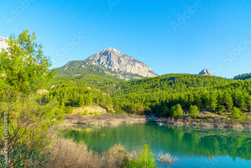 Scenic view of Doyran lake with reflection of mountains © Selcuk