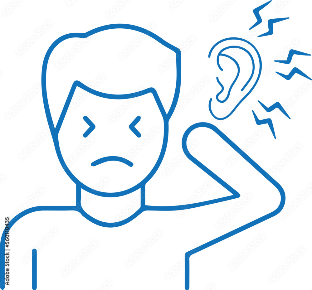 Ear infection icon, ear disease icon blue vector Ear infection icon, ear disease icon blue vector
