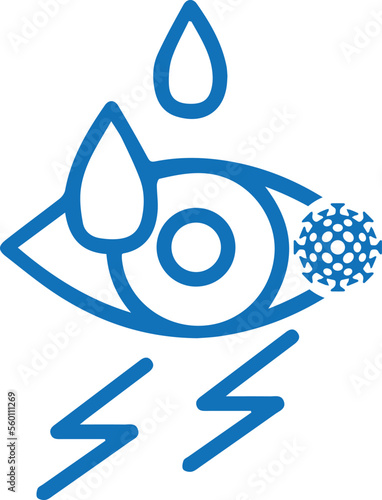 Eye infection icon, eye disease icon blue vector 