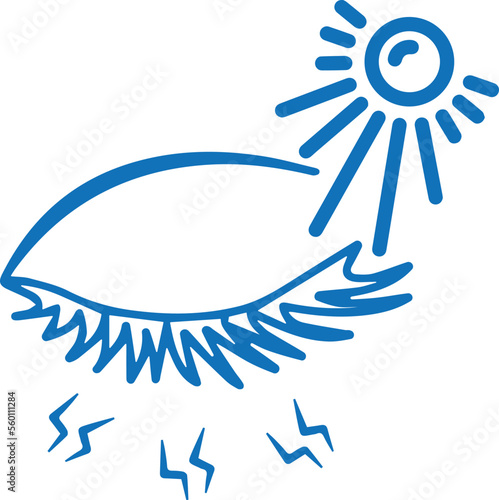 Eye infection icon, eye disease icon blue vector 