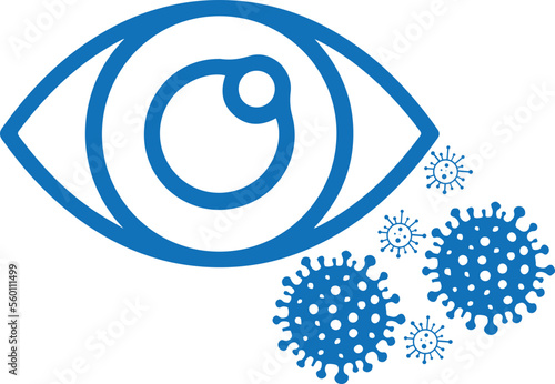 Eye infection icon, eye disease icon blue vector 