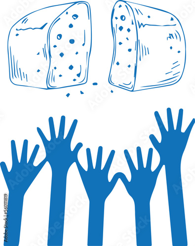 Food crisis icon, increase grocery crisis icon blue vector