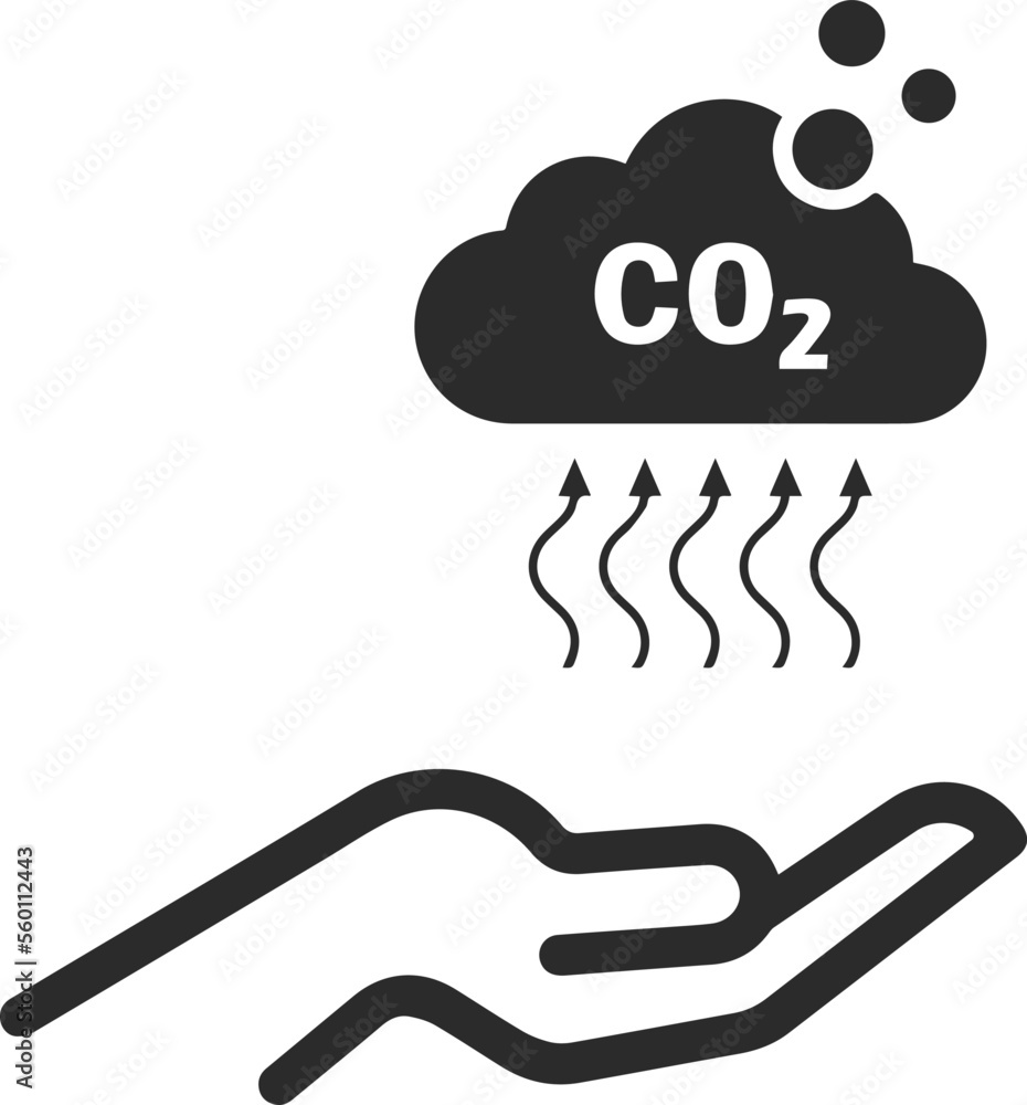 Hands capture co2 cloud icon, capture co2 gas icon black vector Hands capture co2 cloud icon, capture co2 gas icon black vector