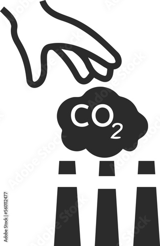 Hands capture co2 cloud icon, capture co2 gas icon black vector