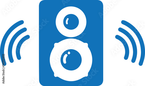 High noise level icon, high volume icon blue vector
