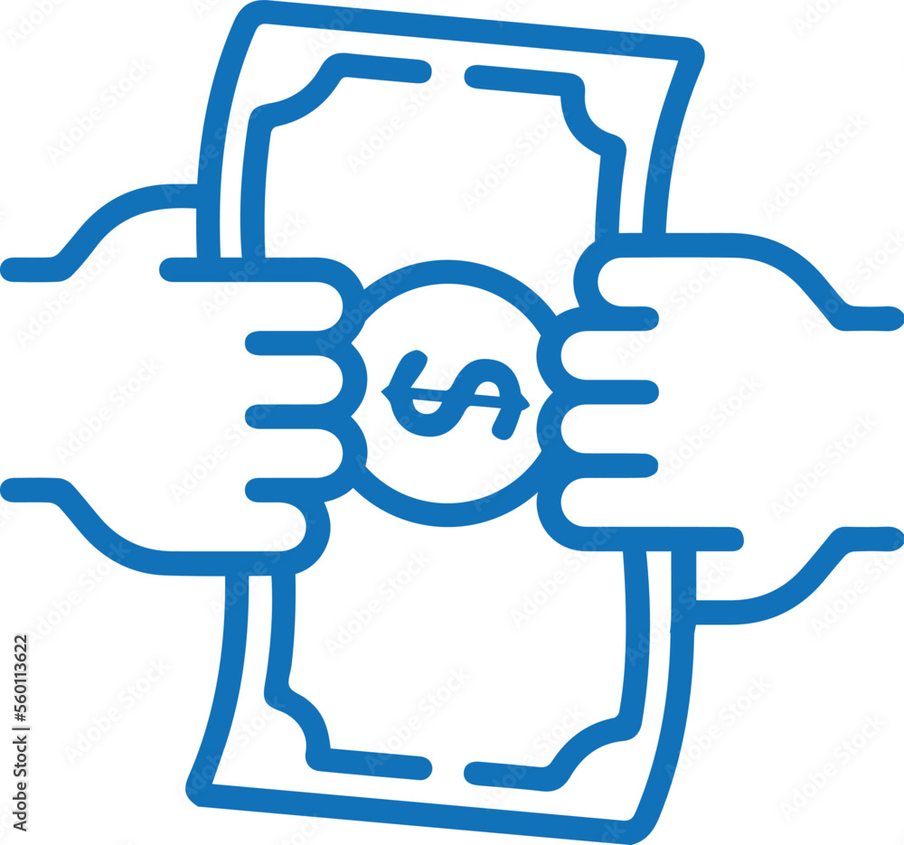 Money addiction icon, greedy symbol blue vector Money addiction icon, greedy symbol blue vector