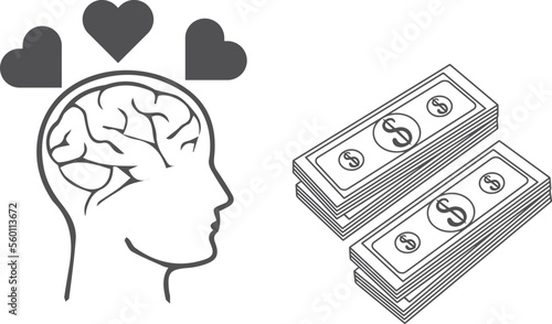 Money addiction icon, greedy human icon black vector