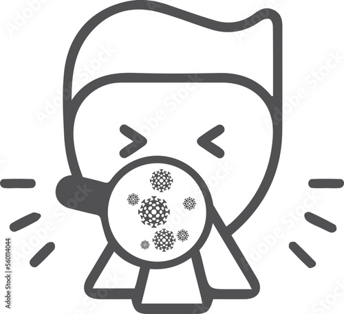 Nose infection icon, nose allergy icon black vector