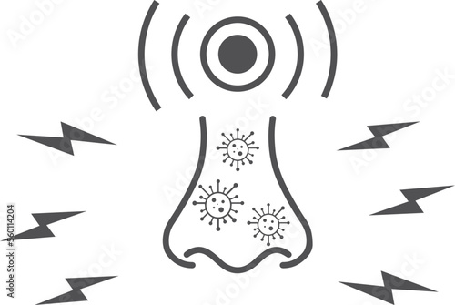 Nose infection icon, nose allergy icon black vector