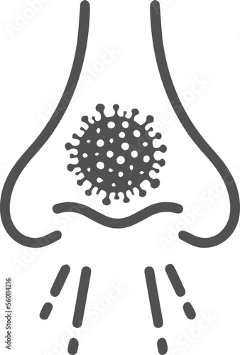 Nose infection icon, nose allergy icon black vector