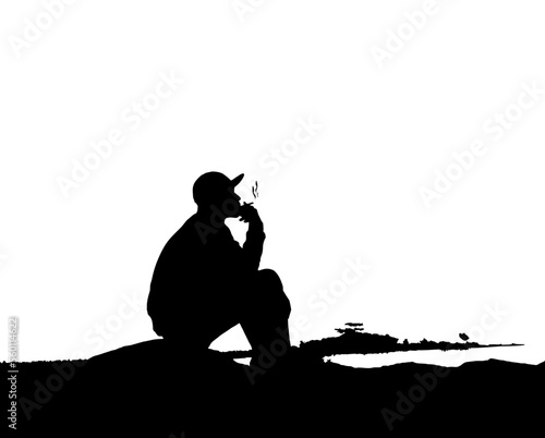 men using hat silhouette vector illustration