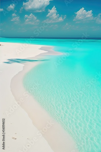 white beach, beautiful turquoise clear water, ai generated