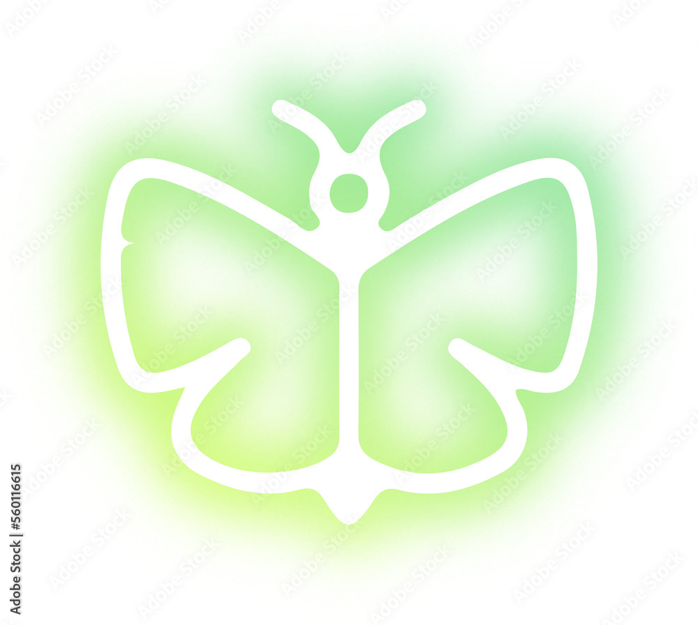 Fototapeta premium Collection of butterflies and insects neon