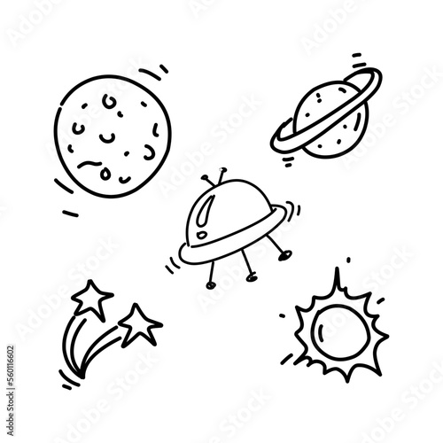 hand drawn space object template design