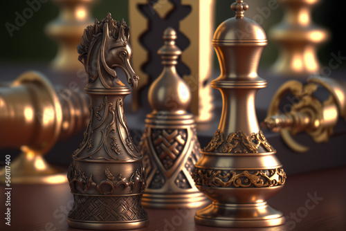 A close up of a set of chess pieces, Generative AI