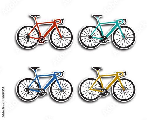 Set of paper sticker bundles with racing bike icons