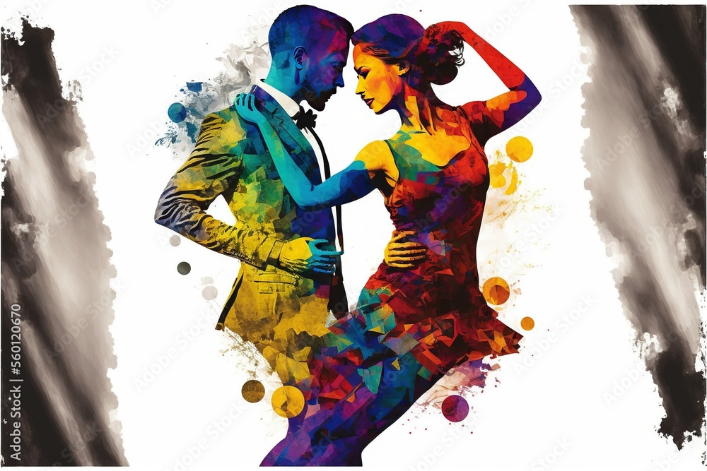 tango dance illustration , ai generated - obrazy, fototapety, plakaty 