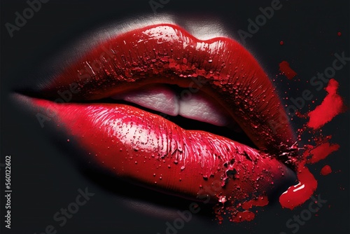 red lips isolated , ai generated