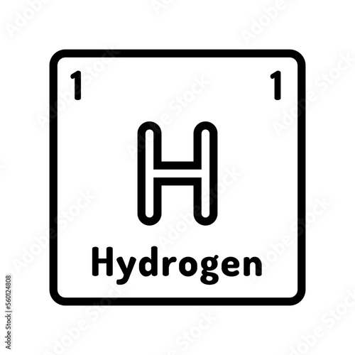 hydrogen chemical element line icon vector. hydrogen chemical element sign. isolated contour symbol black illustration