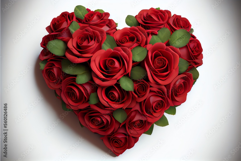 custom made wallpaper toronto digitalA heart shaped arrangement of red roses. Valentines day. Generative AI