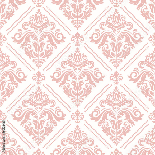 Classic seamless pattern. Damask orient pink ornament. Classic vintage background. Orient ornament for fabric, wallpaper and packaging