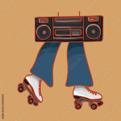 Old-fashioned tape recorder. Nostalgia of the 90s. An image that is suitable for any purpose