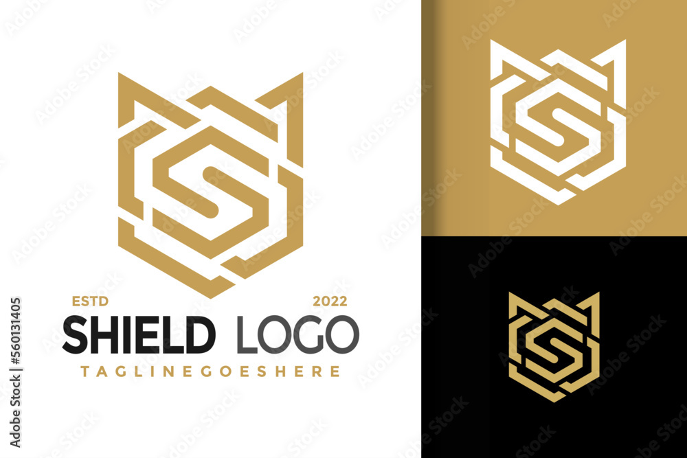Abstract Letter S Shield Logo Logos Design Element Stock Vector ...