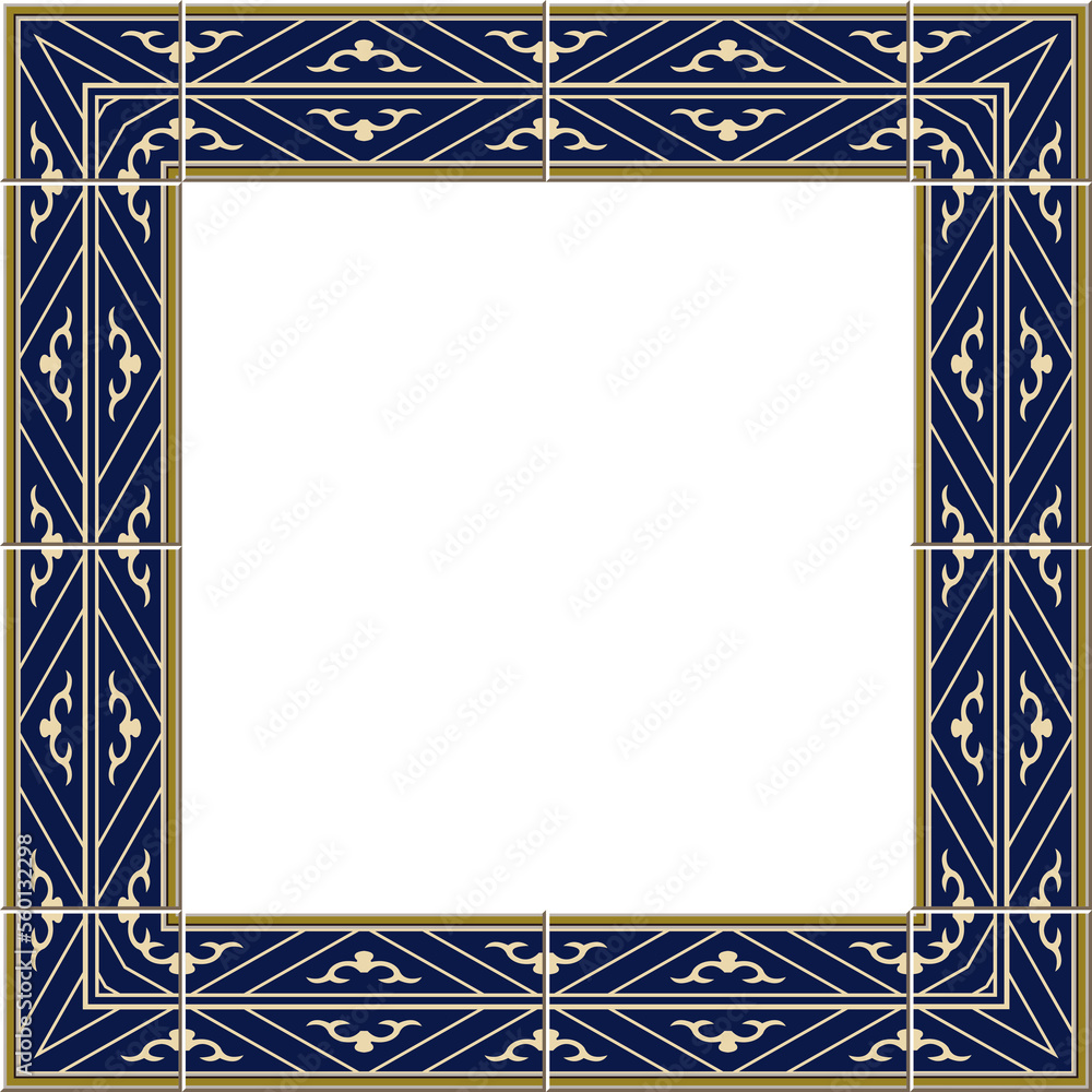 Obraz premium Antique square tile frame geometry cross line