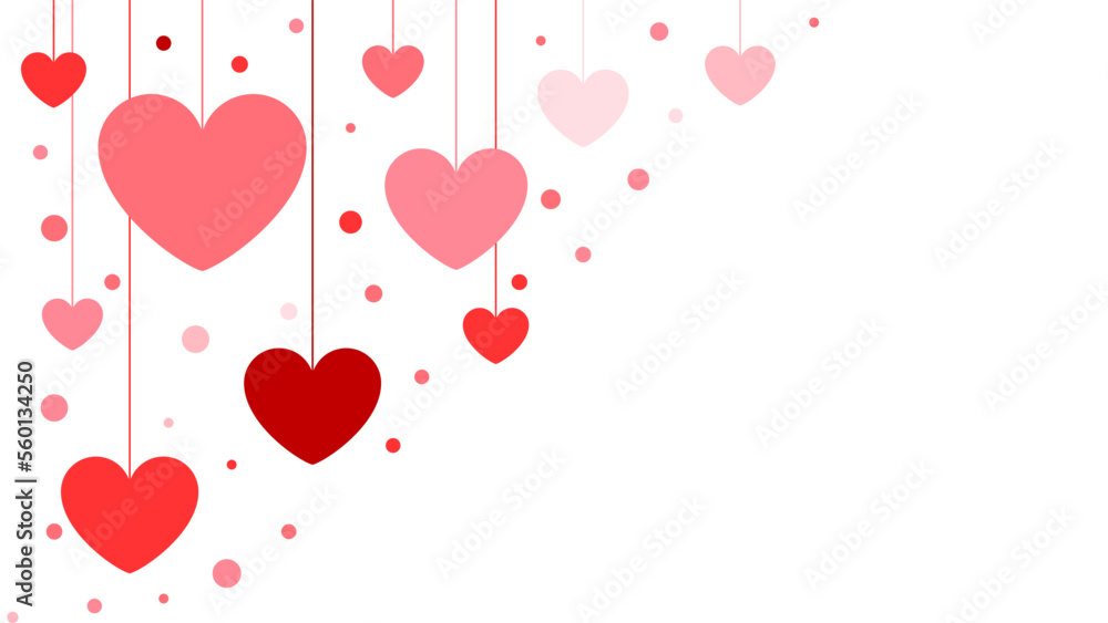 Pink Heart Shape Hanging on thread background