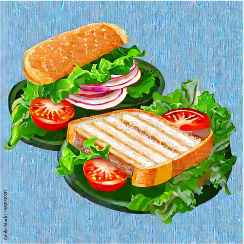Sandwich - belegte Brote mit Wurst, Käse und Salat