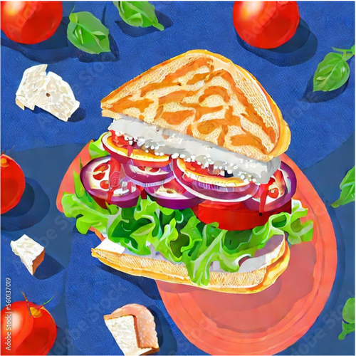 Sandwich - belegte Brote mit Wurst, Käse und Salat