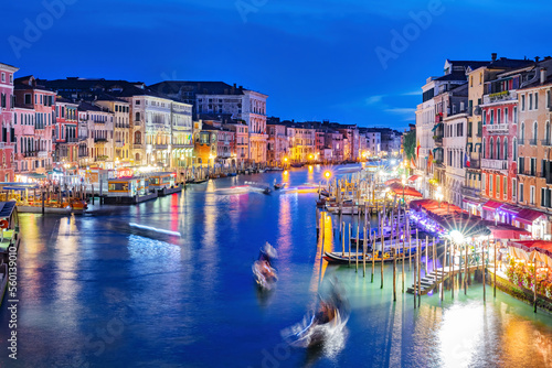 Grand Canal in Venice  Italy at night