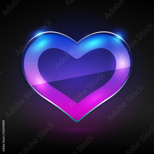 Glass Neon Heart Icon