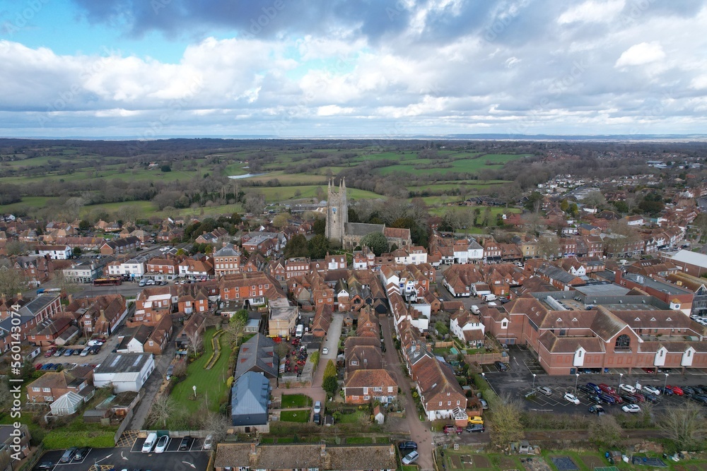 Obraz premium .Tenterden Kent UK Aerial drone of high street and town centre
