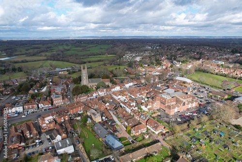 .Tenterden Kent UK  houses and town centre Drone, Aerial, view from air, birds eye view, photo