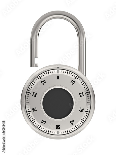 Open combination padlock on...
