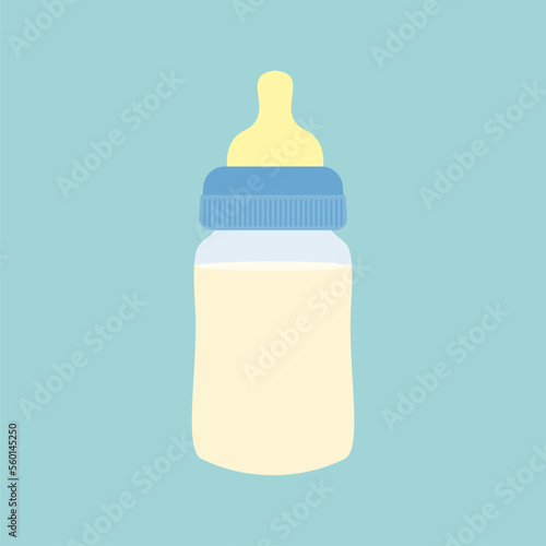 Baby milk bottle vector design illustration isolated on color background. Dairy product. Isolated vector illustration in cartoon style