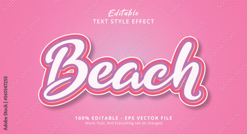 Pink Beach Text Style Effect, Editable Text Effect