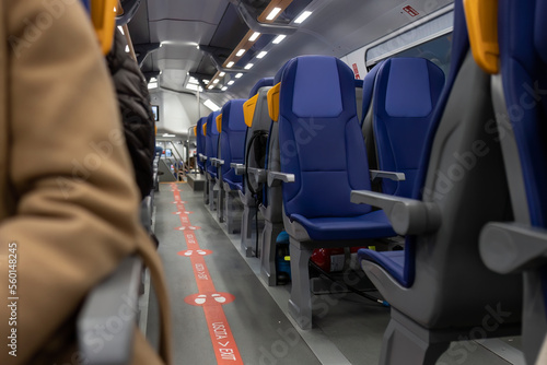 Interior of an empty train compartment