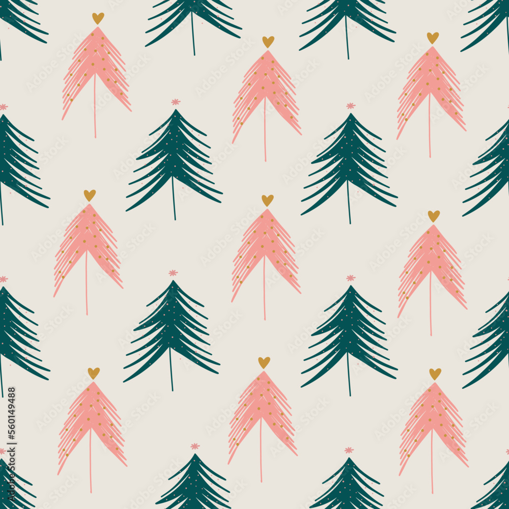Obraz premium Seamless pattern with Christmas trees 