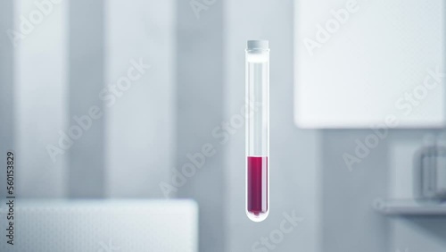 Test tube with blood. 3d motion graphics (ID: 560153829)