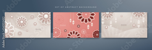 Set of Ramadan Kareem banner background and greeting card with islamic ornamental concept