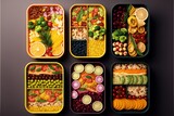 Meal prep containers filled with healthy lunches , ai generated