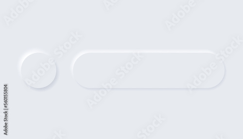 Neumorphic buttons. Simple trendy design elements UI components isolated on light background. Control element for website, mobile app menu and navigation with rounded edges
