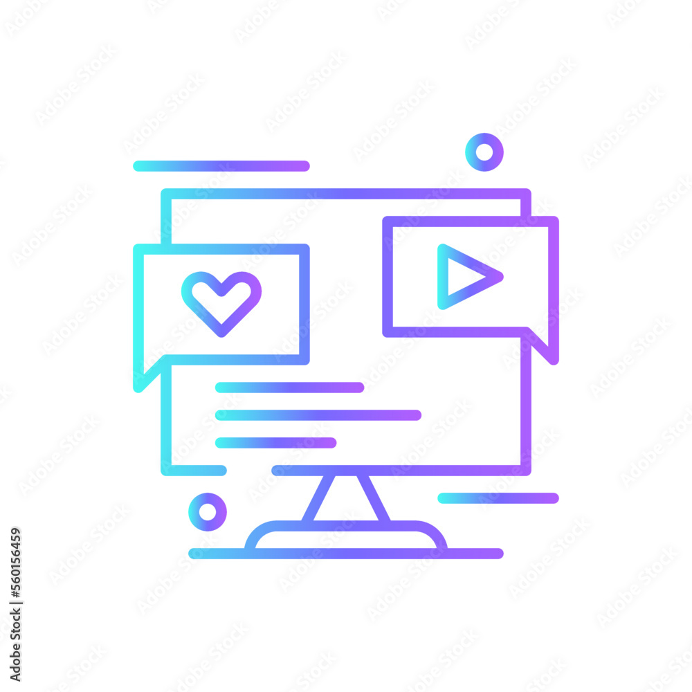 Social Media Feedback icons with blue gradient outline style Social Media Feedback icons with blue gradient outline style