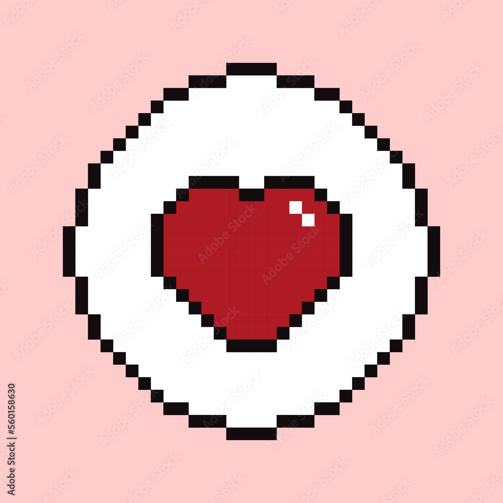 Heart speech symbol isolated on pink background. Red heart pixel art. Vector illustration Heart speech symbol isolated on pink background. Red heart pixel art. Vector illustration