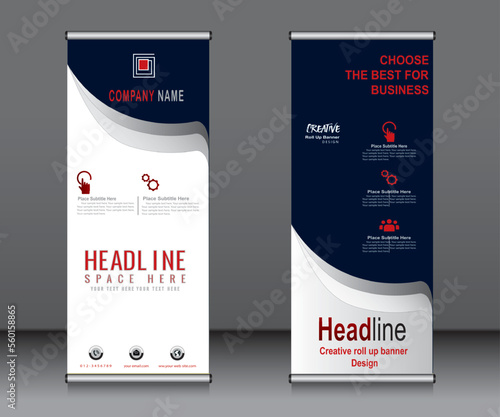 Roll up banner template design,banner layout, advertisement, pull up, polygon background.