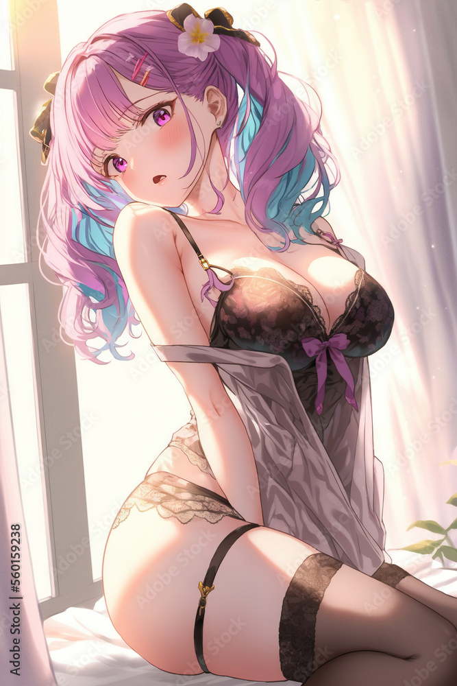 Fototapeta premium Beautiful anime girl. AI 