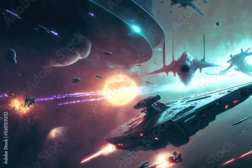 Fototapeta Naklejka Na Ścianę i Meble -   Spaceship. Generative AI.