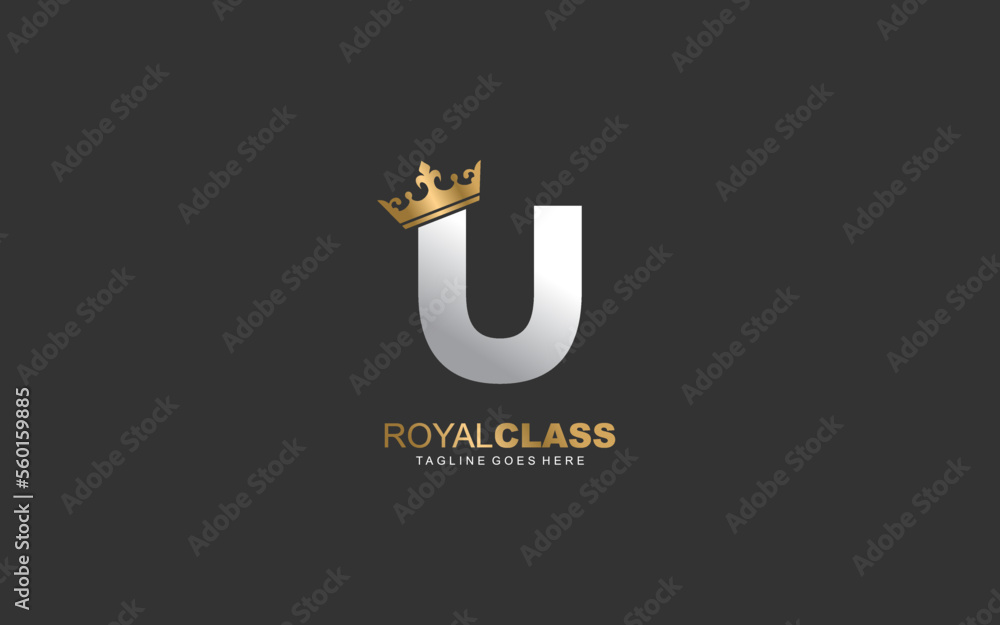 U logo king and crown company. letter template vector illustration for ...